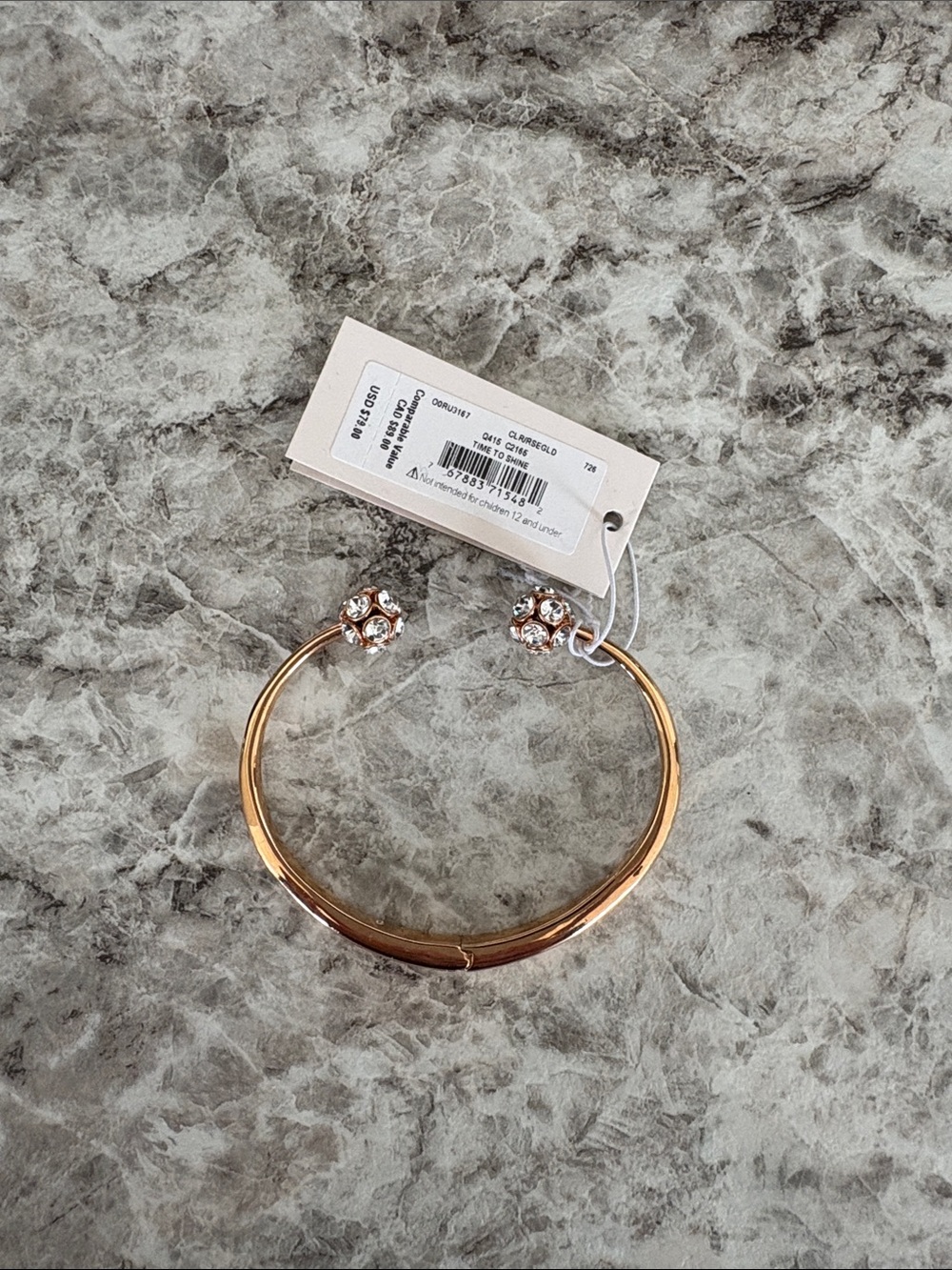 kate spade Rose Gold Open Bangle with Crystal Ends
